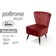 Bordeaux Velvet Chamber Sessel 63 x 66 x 84 h cm
