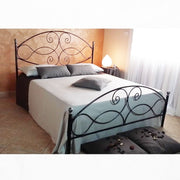 Schmiedeeisen -Doppelbett mit schwarzem silbernen Narzissen Pediera 170x202x H131,5 cm