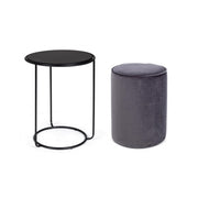 Moderne kombinierte Set von Tavolino-Pouf Annika dunkelgrau