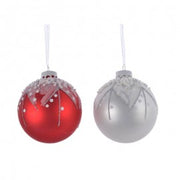 Pallina Weihnachtsball in verschiedenen weißen weißen Schnee 8 cm PCs 1