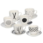 Set 6 Tassen Tee mit koordinierter Saucer Metropolis Grafik Tognana Linie