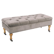 Beige Classic Style Vellut Bench Bank