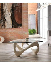 Transparent-Bege-Tabelle 100 cm x 100 cm H. 42,5 cm