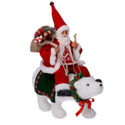 Santa Claus Stoff auf rotem Bären CM30x10H36