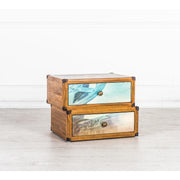 Schublade 2 Schubladen dekoriert Multicolor in Mangoholz 40x53xh.40 cm