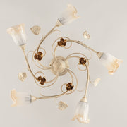 Roségold -Eisen -Cottoniera fünf Lichter 70x H15 cm