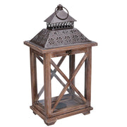 Lantern Holz Metall Walnuss Rechteckige Bronze CM23X17H45