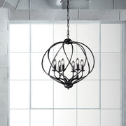 Deco Kronleuchter Suspension Schwarzes Eisen Silber Dekor
