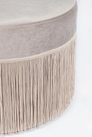 Pouf Leilani hellgrauer Samteffekt D45 cm