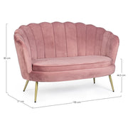 2 Sitzsofa -Samteffekt Giliola Rosa Antico