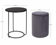 Moderne kombinierte Set von Tavolino-Pouf Annika dunkelgrau