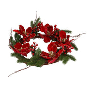 Coroncina Blumen rote Fahnen rund Gold Cmø50x40