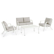 Outdoor Set 4 PCs Wohnzimmer mit weißen Harley -Kissen