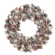 Krone mit Beeren und natürlichen Kiefernkegeln CM Ø30