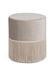 Pouf Leilani hellgrauer Samteffekt D38 cm