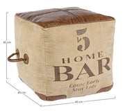 Würfel Pouf im industriellen Leder 45x45x45h cm