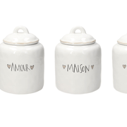 Glas mit Deckel 1600 ccm Amour Steinzeug weiß