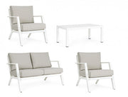Outdoor Set 4 PCs Wohnzimmer mit weißen Harley -Kissen