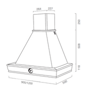 Flocken weiß rustikale Küchenhaube mit Holzweinrahmen Tabak mit 90 cm Uhr