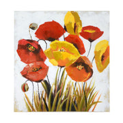 Modernes Gemälde gemaltem Mohn und gelbe Blumen 80 x 80 x 4 cm