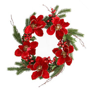 Coroncina Blumen rote Fahnen rund Gold Cmø50x40