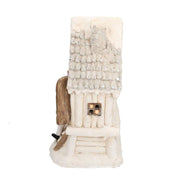 Weißes Harzhaus mit LEDs und Gnomen CM40x23H44