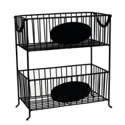 Rechteckige schwarze Metalltür 2 Böden CM32.5x15.5H34.5