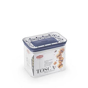 Tosca Tosca 1,2 lt rechteckiger blaues Toscolo -Glas mit zusätzlicher Qualität, um Lebensmittel zu erhalten, die in Italien hergestellt werden.