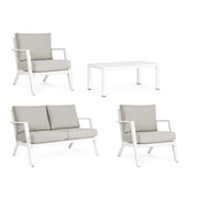 Outdoor Set 4 PCs Wohnzimmer mit weißen Harley -Kissen