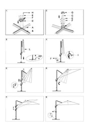 Aluminium -Regenschirm -Sandfarbe und 4x4 m Seitenstange