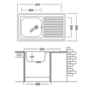Küchenspüle Bräune mit DX DX DX Stahl Stahl 50 x 90 cm (N118DX) Effez