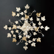 Leichte Elfenbein -Eisendecke Leuchte vier Lichter 60x H22 cm EDERA