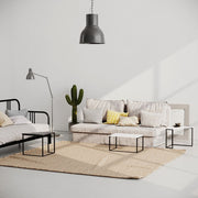 Set von drei überlappenden Tischen Ohlady White und Anthracit mit schwarzen Beinen