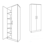 Mehrzweck -Walnuss -Kleiderschrank Walnussland zwei Türen 6 Regale H.182x71x38 cm