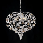 Weißer lackierter eisernen Kronleuchter mit 5 -licht -schäbiger Dekoration und Elfenbein- und Kernöfen