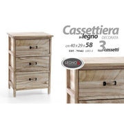 Truhe der Schubladen 3 Schubladen Badezimmer Naturholz Küche 40 x 29 x 58 h cm