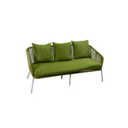 Visalia Garden Lounge im weißen Aluminium und im grünen Seil 4 Stücke