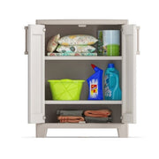 Niedrige Harzgarderobe Zwei Türen Drei Regale Beige Gulliver 80x44x H100 cm