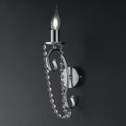 Verchromte Eisenapplikation Ein Licht mit 16x H32 cm Strasssteinen