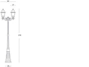 Große Aluminium -Erdlampe mit transparenten Glaslautsprechern, max. 210 mm Höhe, 230 V ~ 50 Hz, IP43 Schwarz