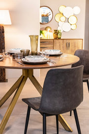 Vintage -Stil Holztisch für 6 Personen Ø120A - 76H