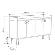 Madia Dea 4 Ath weiß und helles Mokka 140x36x80 h