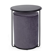 Moderne kombinierte Set von Tavolino-Pouf Annika dunkelgrau