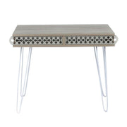 Ilia Desk in Weißmetall und Rovedro Rovere 96x51x75 HMT190642 Effez