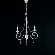 Weißer eisernen Kronleuchter drei Lichter schäbiger Strass 50x H67 cm Dekoration