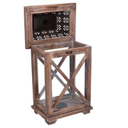 Lantern Holz Metall Walnuss Rechteckige Bronze CM23X17H45