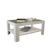 Wohnzimmertisch mit weißem Glasregal H41x90x60cm