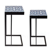 Set 2 Neapolis -Tische in Stahl mit MDF -Top mit 62,5H 56H -CM -Druck