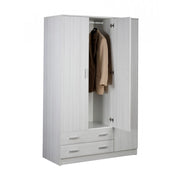 Kleiderschrank drei Türen Zwei Schubladen weiß 115x52x H180 cm