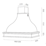 Kapuze rustikale weiße Küche mit hölzernem Rahmen inlay Inlay Tabakfarbe 90 cm